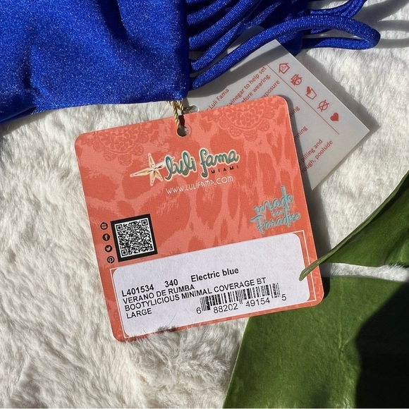 Luli Fama Electric Blue Hot Tropics Triangle Top and Bootylicious Bottom XL/L - Picture 14 of 14